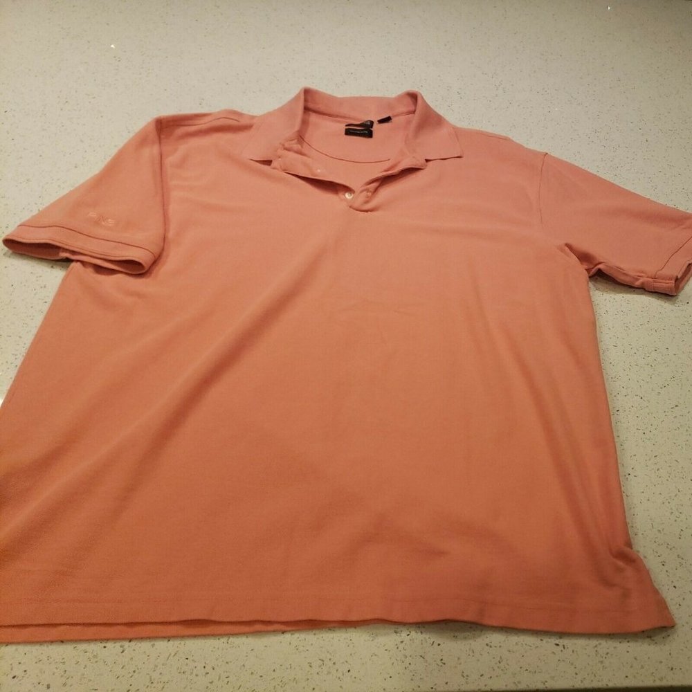 Mens Ping Golf Polo Xl Pink Cotton Short Sleeve
